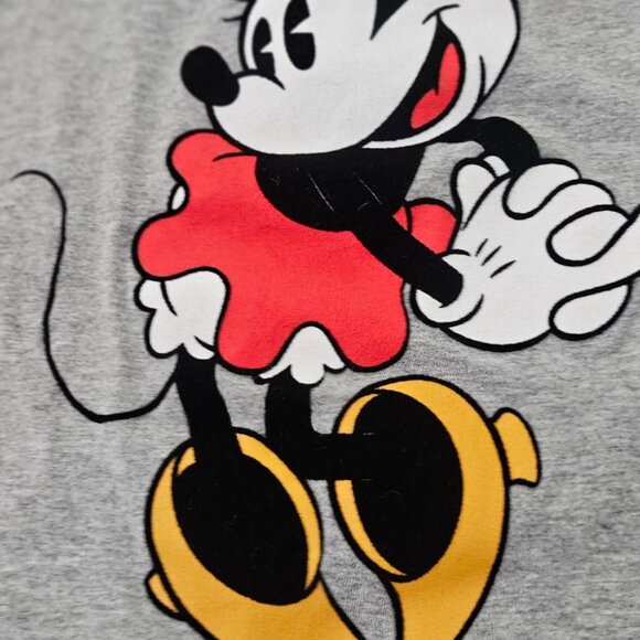 Disney Minnie Mouse Tee Shirt Heather Gray w/Minnie in Red Size M Cotton/Poly - Picture 10 of 11